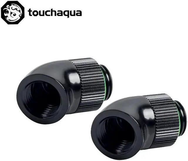 Main image of 2PCS Bitspower  G1/4" Rotary 45  Degree Fittings,Computer Case Water Building Elbow Black ,Silver