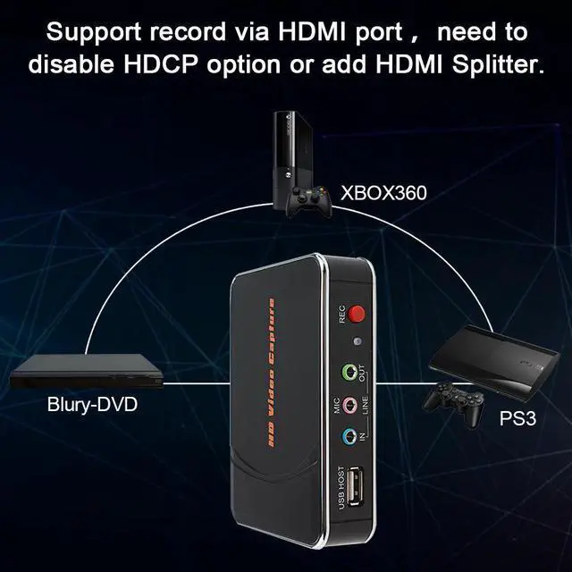 Alt view image 2 of 5 - HD Game Capture Card HD Video Capture 1080P /YPBPR Video Recorder for Xbox 360 Xbox One/ PS3 PS4/ Wii U No Any Set-up