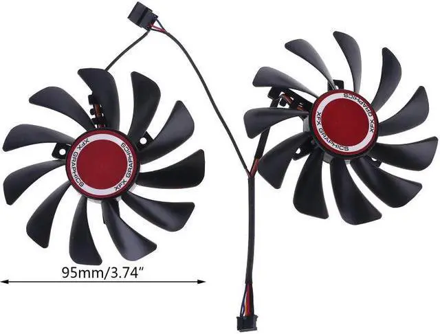 Alt view image 5 of 5 - 2pcs 95mm FDC10U12S9-C CF1010U12S Cooler Fan for XFX Radeon RX580 RX590 Graphics Card Cooling Fan