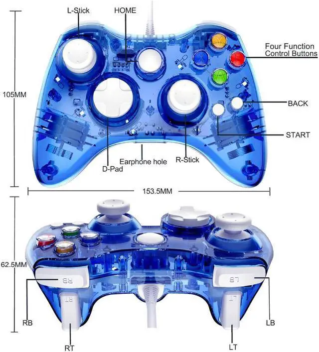 Alt view image 5 of 5 - For Xbox 360 Microsoft USB Wired Controller PC Cellphone Joypad Gamepad Console Wired For XBOX360 Game Joystick