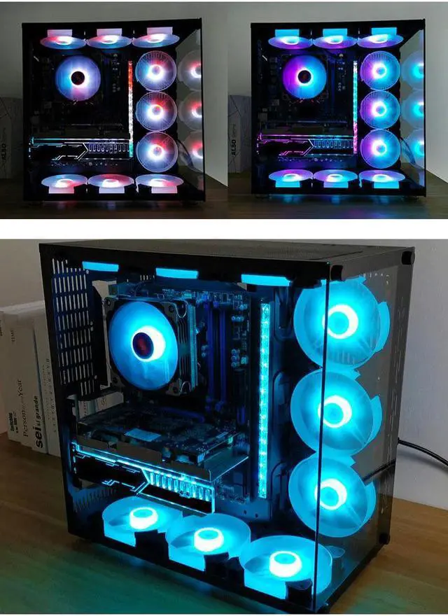 Alt view image 4 of 5 - 120 mm Computer Case Fan RGB Fan Adjustable Colorful Lamp Light For Radiator Mute PC 120mm Fans Adjust Cooler Ventilador