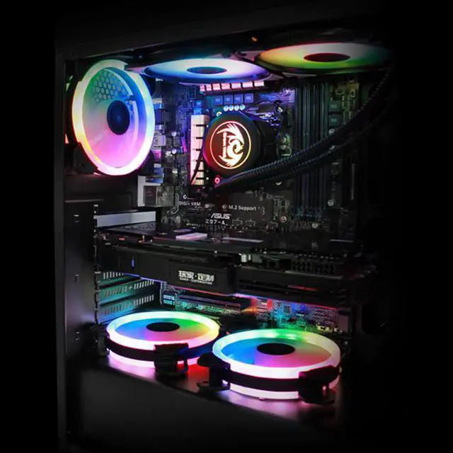 Alt view image 2 of 5 - PC Case Fan Cooler 120mm 4pin LED Cooling Fans for Computer Silent Heatsink 12V Dual Halo Air Cooler Fan RGB Cooling