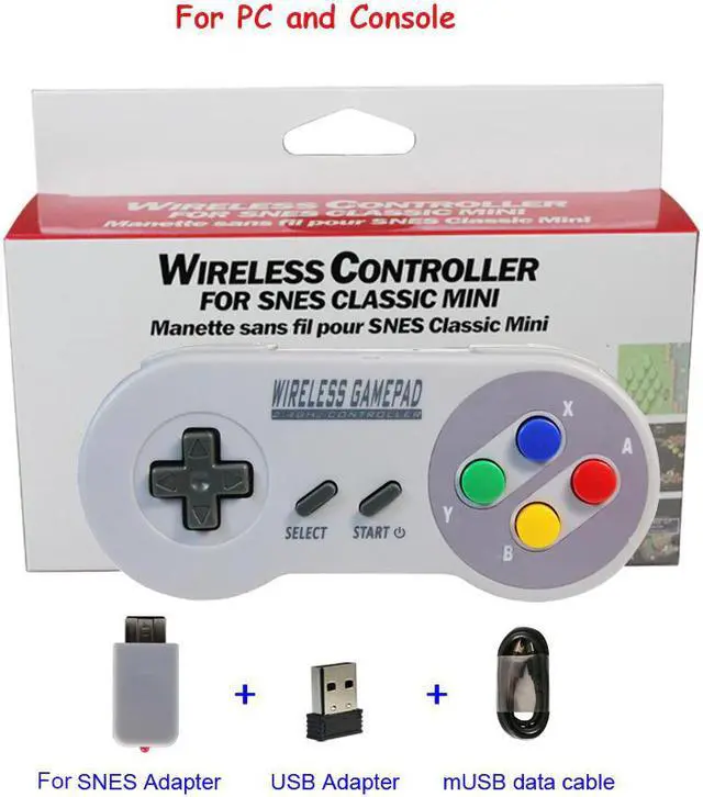 Alt view image 2 of 3 - 2 Reciever Wireless 2.4G Game Controller Joypad Joystick Controller for SNES for Classic MINI for PC Windows for Switch