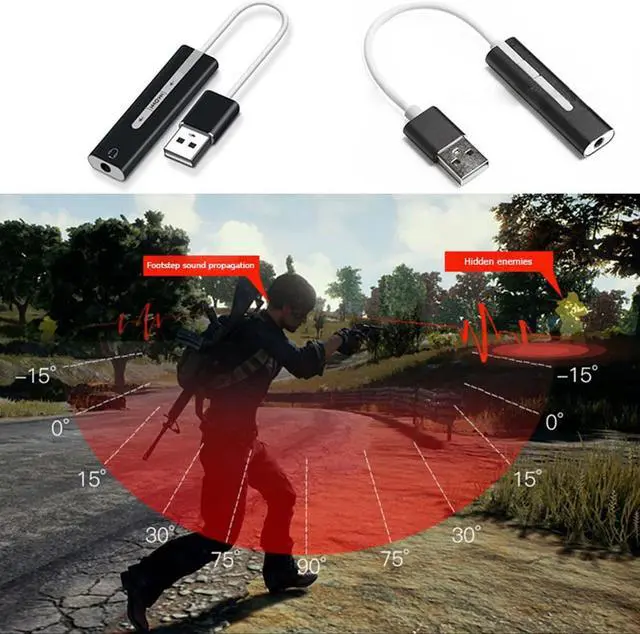 Alt view image 3 of 5 - 2 in 1 External Sound Card USB to 3.5mm Jack 7.1 Channel 3D Audio Headset Microphone Adapter for Computer