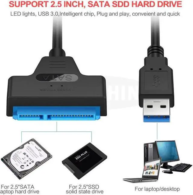 Alt view image 4 of 5 - USB Cable To USB 3.0 Adapter Suport 2.5 Inches External SSD HDD Hard Drive 22 Pin III Cable USB 3.0 Adapter
