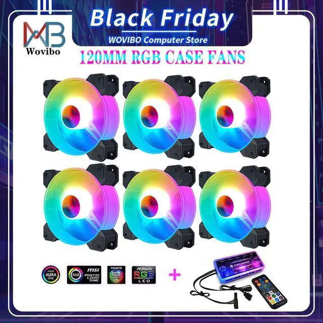 Main image of 120 mm Computer Case Fan RGB Fan Adjustable Colorful Lamp Light For Radiator Mute PC 120mm Fans Adjust Cooler Ventilador