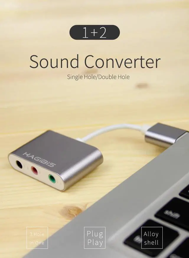 Alt view image 4 of 5 - Hagibis External Sound Card Converter Splitter USB Adapter 3 Port Converter Headphone Microphone for PC Laptop Audio adapter Color: Aolly Gray-Black