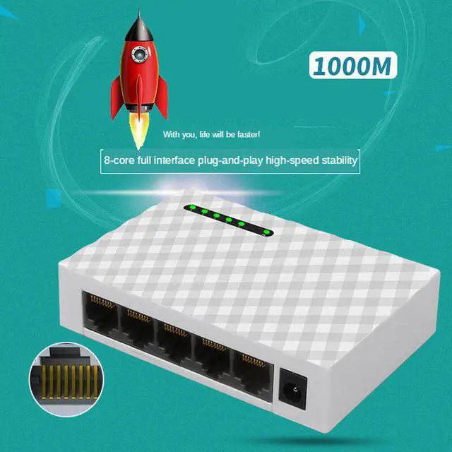 Main image of 5-Port Desktop RJ45 Fast Lan Network Switch Gigabit Switch Ethernet 100/1000M Switching Hub Adapter Full/ Half Duplex Stackable