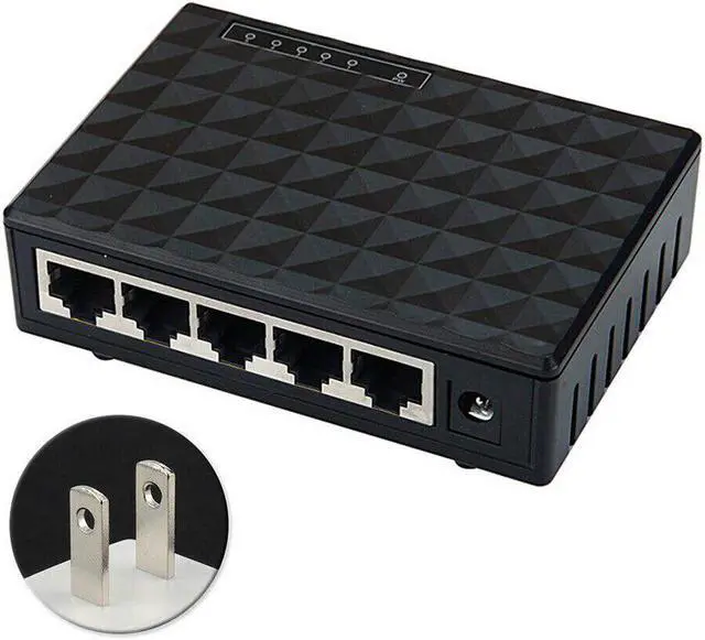 Alt view image 2 of 5 - 5 Port Gigabit LAN Ethernet Network Switchs Desktop Switch 100Mbps Fast Network Switcher Full/Half duplex Exchange US Plug