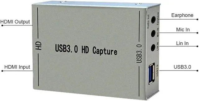 Alt view image 5 of 5 - 4K  USB 3.0 Video Capture Card 1080P Mini Grabber Record Box 1 Way Acquisition Card for Live Streaming Gaming Recording
