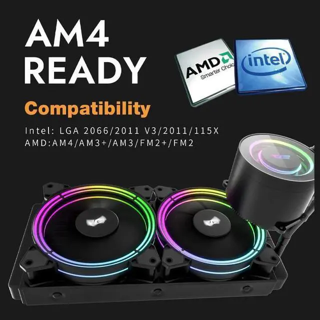 Alt view image 3 of 5 - TR240 PC CPU Cooler Water Cooling Cooler 120mm Fan Rgb Fan 12V Mirror Pump Aura Sync Water Cooler CPU LGA 115X/2011/AM4