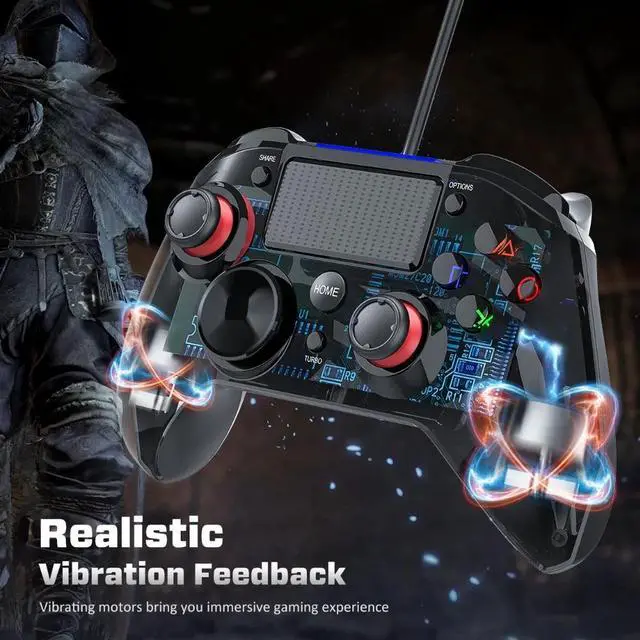 Alt view image 5 of 5 - PS4 Game Controller USB Wired Gamepad Multiple Joystick Vibration Handle 2M Cable Gamepad for iPhone iPad PC for PS4/PS3