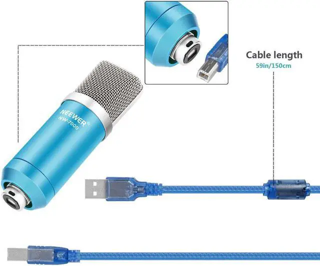 Alt view image 3 of 5 - USB Microphone for Windows and Mac with Stand, Shock Mount, Pop Filter,Kit for Broadcasting and Sound Recording (Black)