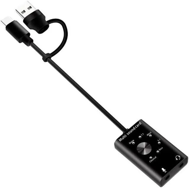 Alt view image 3 of 5 - USB 7.1 Sound Card External USB to Earphone/Microphone Interface Sound Card for Windows/Mac/Linux