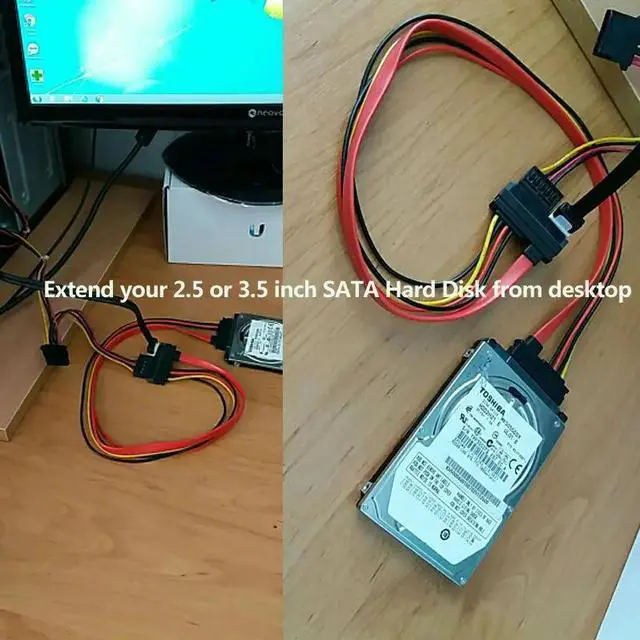 Alt view image 5 of 5 - SATA Extender Cable 22Pin Male to Female 7+15 Pin Serial ATA SATA Data Power Combo Extension Cables Cord 30CM 50CM