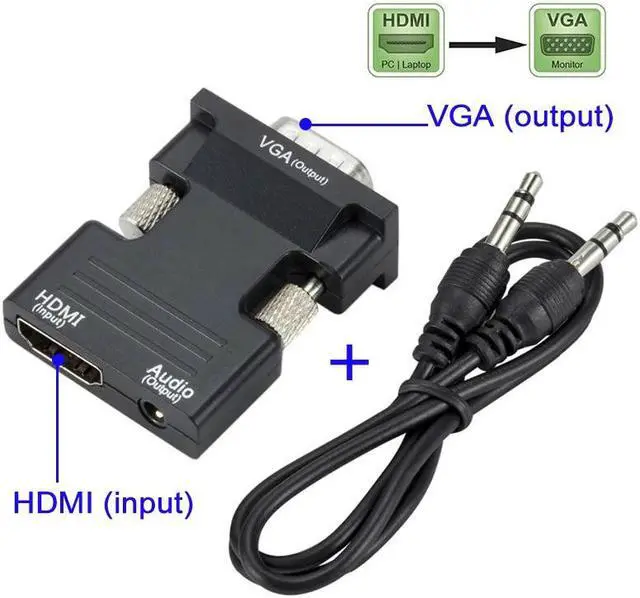 Alt view image 4 of 5 - 1080P MI to VGA Converter with Audio Adapter Support 1080P Signal Output for Multimedia PC Laptop TV Monitor Projector