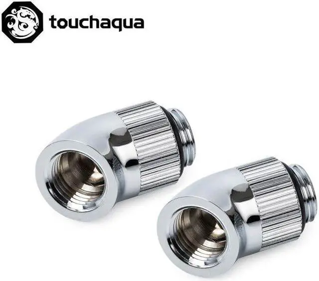 Alt view image 2 of 5 - 2PCS Bitspower  G1/4" Rotary 45  Degree Fittings,Computer Case Water Building Elbow Black ,Silver