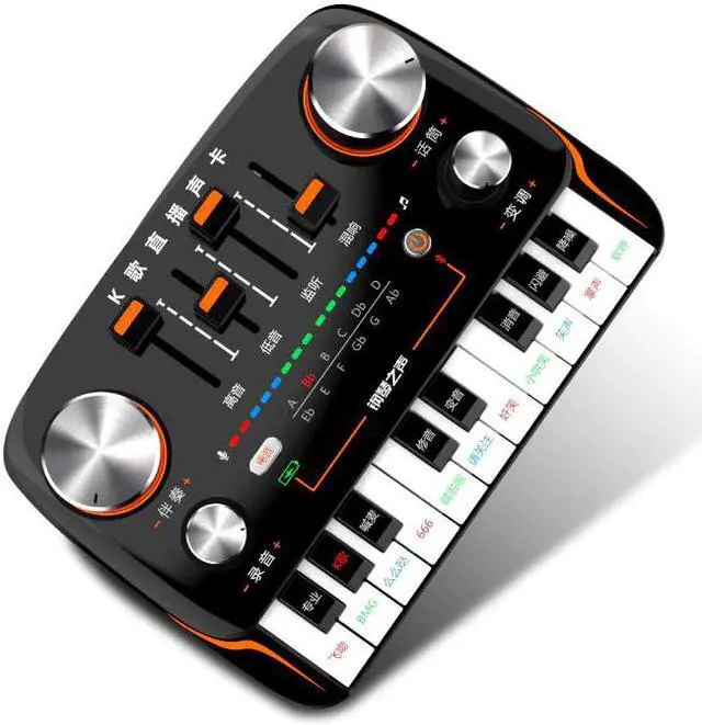 Alt view image 5 of 5 - bluetooth sound card computer mobile phone anchor live broadcast equipment pc K song 11 voice music sing effects processor