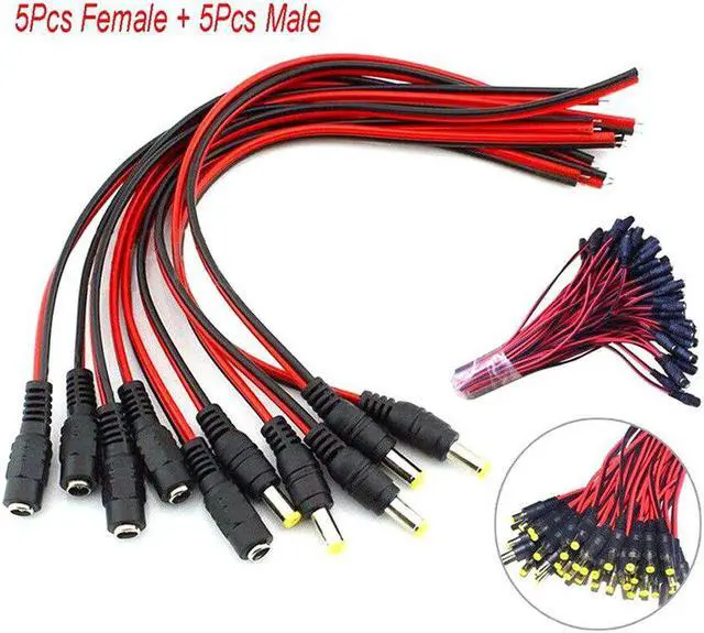 Main image of 10pcs 12V DC Power Pigtail Male Cable For TV Security Power Female+Male Plug Connector Cable For LED Lighting 5.5 X 2.1mm