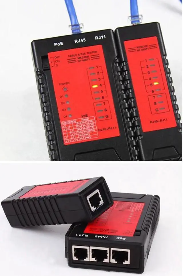 Alt view image 5 of 5 - NF-468PT Network Cable Tester RJ45 RJ11 PoE Switch Tester for Ethernet LAN Cable Landline Phone Wire Testing Tool