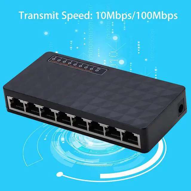 Alt view image 5 of 5 - Switch Hub Fast 10/100 Mbps Mini 8 Port LED Indicators Ethernet Exquisite Adapter