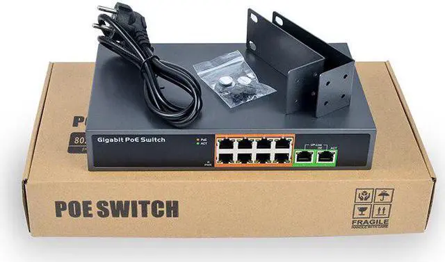 Alt view image 4 of 5 - 8+2 All Gigabit Poe Switch 150W Power IEEE802.3Af/At Poe Network Ethernet Switch(EU Plug)