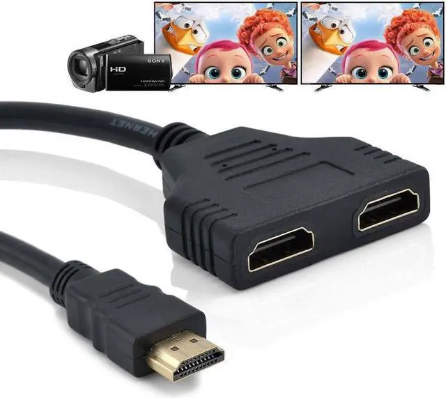Alt view image 5 of 5 - Splitter 1 Input Male to 2 Output Female Port Cable Adapter Converter 1080 Pvideos multimedia devices For PS4 PS3 games