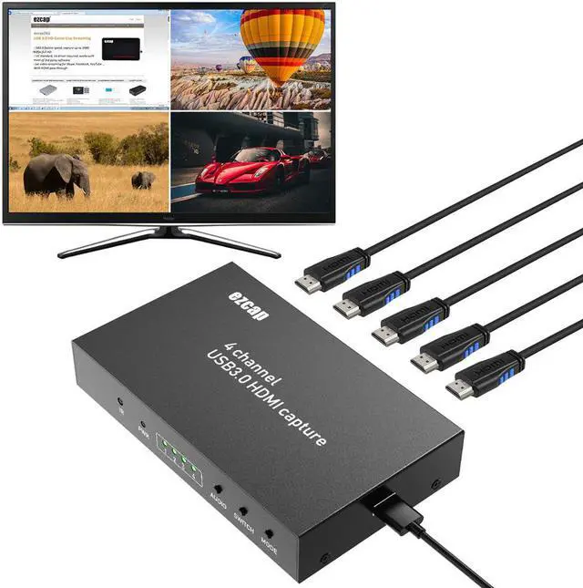 Alt view image 4 of 5 - 4 Channel USB3.0 Capture recorder 1080P, real-time record,connect to any video for Windows,Mac, Linux, Android os