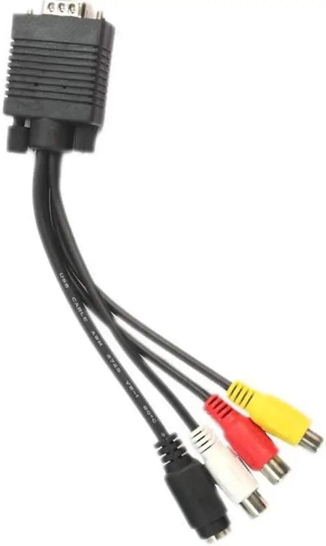 Alt view image 3 of 4 - VGA SVGA male, S video 3 RCA o video AV cable converter