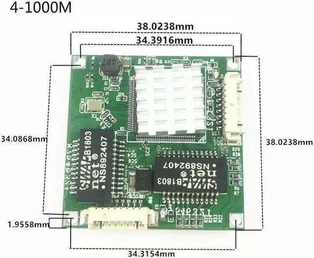 Alt view image 4 of 5 - 3/4port Gigabit switch module 3/4port 10/100/1000m contact port mini switch module PCBA Motherboard network switch 1000mbps