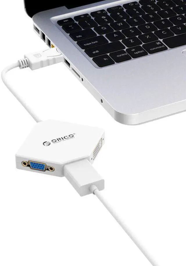 Alt view image 5 of 5 - DPT-HDV3-WH DP To HDMI DVI VGA Adapter To Thunderbolt Cable DisplayPort Display Port for  MacBook Air Pro IMac Mac