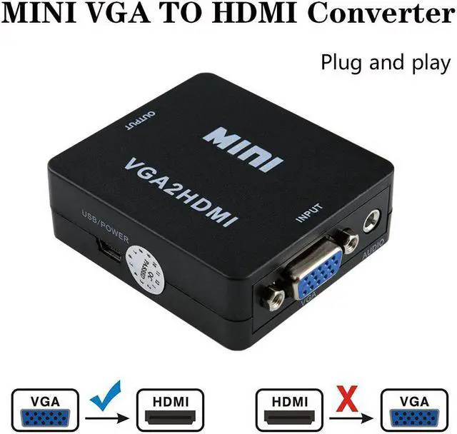 Main image of 1080P MINI VGA to HDMI Converter With Audio VGA2HDMI Video Box Adapter for Notebook PC for HDTV Projector