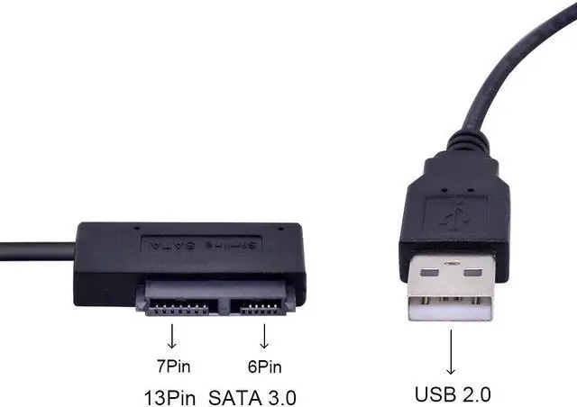 Alt view image 3 of 5 - USB 2.0 to Mini Sata II 7+6 13Pin Adapter Converter Cable for Laptop CD/DVD ROM Slimline Drive Converter HDD Caddy
