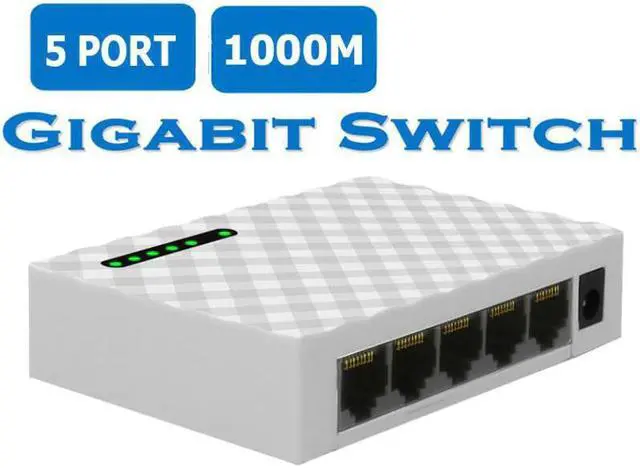 Alt view image 2 of 5 - 5-Port Desktop RJ45 Fast Lan Network Switch Gigabit Switch Ethernet 100/1000M Switching Hub Adapter Full/ Half Duplex Stackable