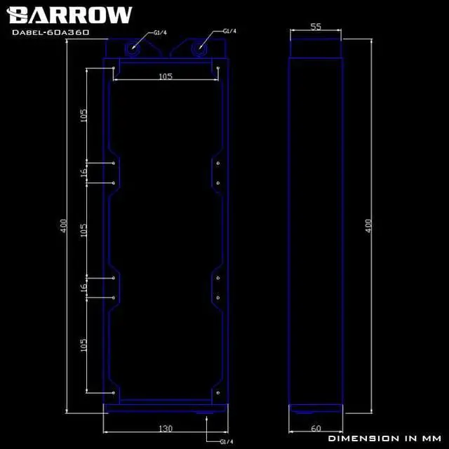 Alt view image 5 of 5 - Dabel-60A 360, 60mm Thicknes 360mm Radiator, Copper Thick Plus Type Water Cooler, Suitable For 120mm Fans