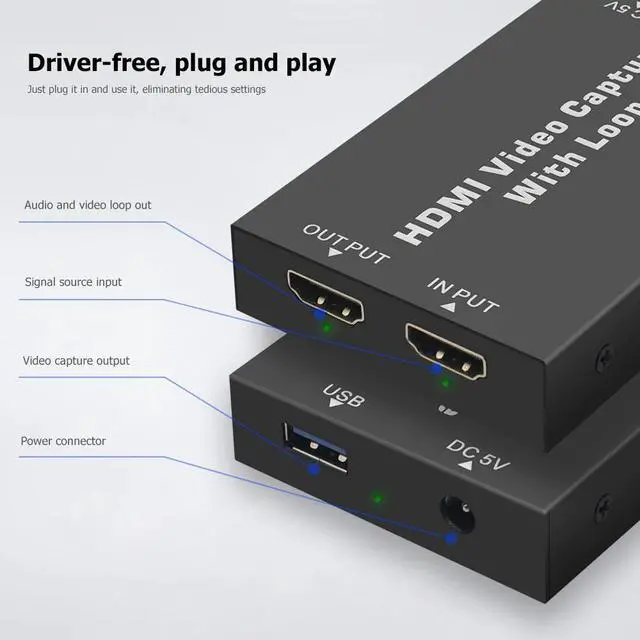 Alt view image 4 of 5 - Video 4K Loop Out MI Video Capture Card Video Tuner Card Recorder Box Game Recorder Box for PS4 Live Streaming