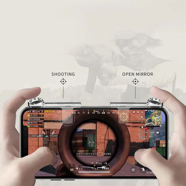Alt view image 3 of 6 - Transparent For PUBG mibile game Phone Gamepad Trigger Fire Button Aim Key Smart phone Mobile Games L1R1 Shooter Controller