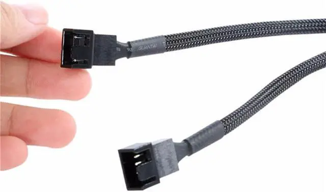 Alt view image 2 of 5 - 30cm Black Braided Cable Y Splitter 3/4 pin PWM Fan Computer PC Fan Power Extension cable