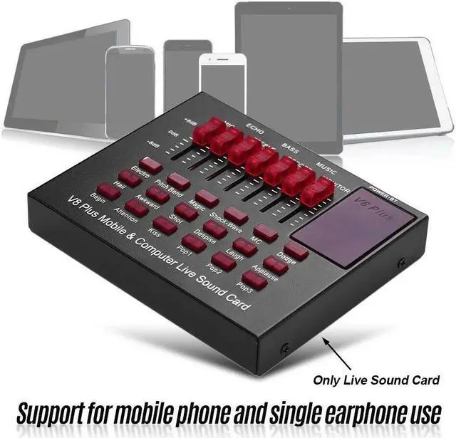 Alt view image 5 of 5 - Plug Recording Karaoke Mobile Phone Universal Home Audio Microphone Singing External Computer PC Live Sound Card Broadcast