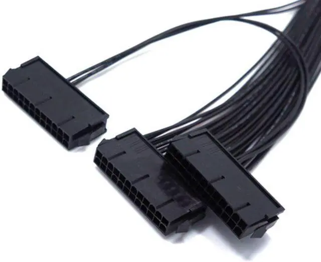 Alt view image 4 of 5 - 24Pin Dual PSU Power Extension Cable PC Three Power Supply Synchronization Cable Connector 12.6 Inches / 32cm