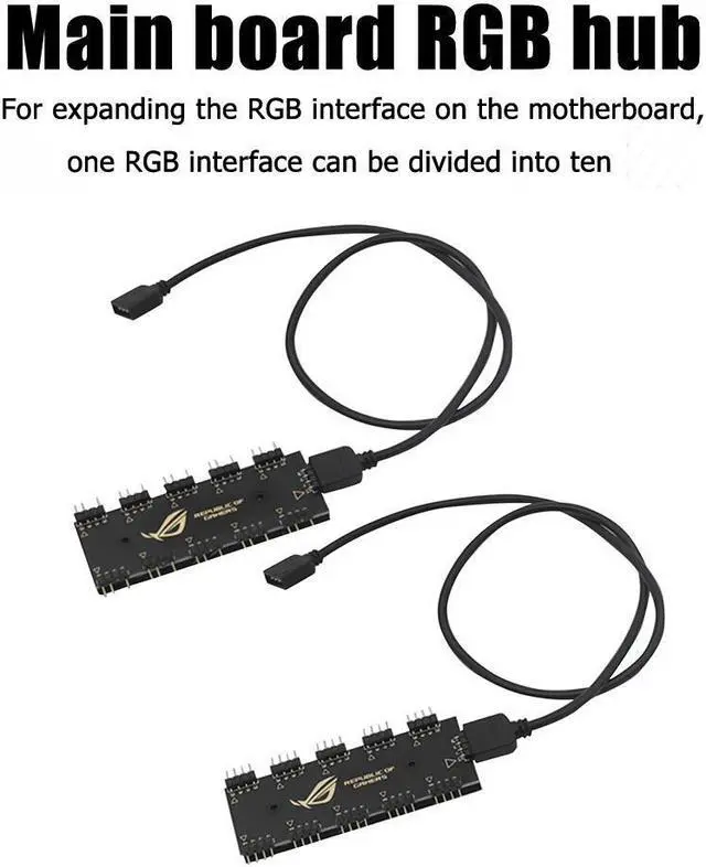 Main image of 5V 3Pin/12V 4Pin RGB Synchronization HUB Splitter 1 to 10 RGB SYNC Extension Cable for AURA Sata Type Hub RBG
