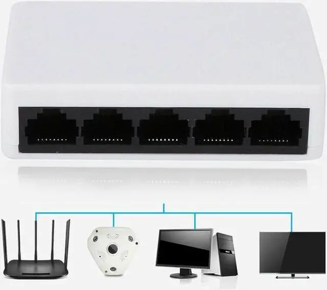 Alt view image 3 of 5 - 10/100 Mbps 5 Ports US/EU Plug Fast Ethernet Network Switch Hub Splitter Adapter