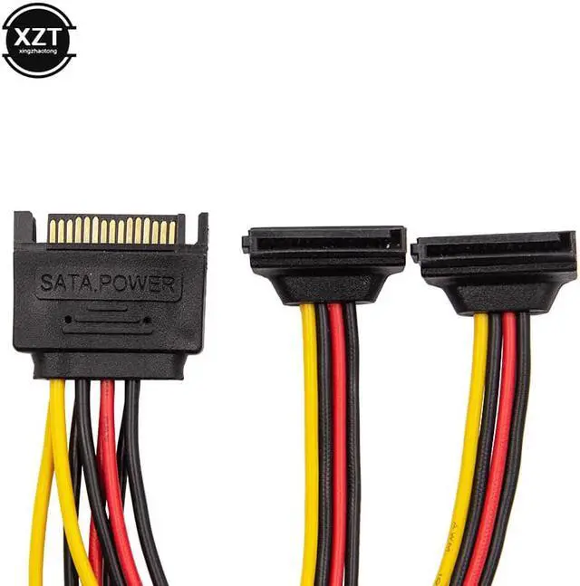 Alt view image 5 of 5 - 1PCS 90 degree SATA 15-Pin Male to 2 x 15P Female Y Splitter Adapter Power Cable High Quality