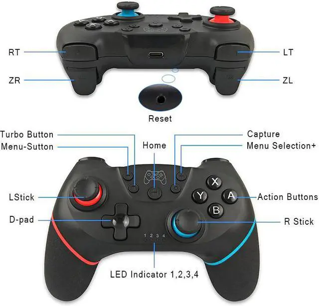 Alt view image 4 of 5 - Vibration Gamepad Controller for Switch Bluetooth Joypad Remote Joystick for Switch Console with Gyro Axis Function