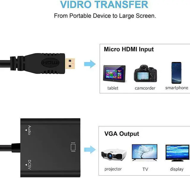 Alt view image 4 of 5 - to VGA Cable Adapter Converter with Audio Cable  USB Cable for PC XBOX PS 3/4 HDTV Raspberry Pi 4 Model B 4B