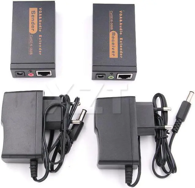 Alt view image 4 of 4 - 2019 Newest Arrival 100M 328ft VGA Video Audio Extender Over Single RJ45 CAT5e/6 1080P Extension adpater Lightning protection
