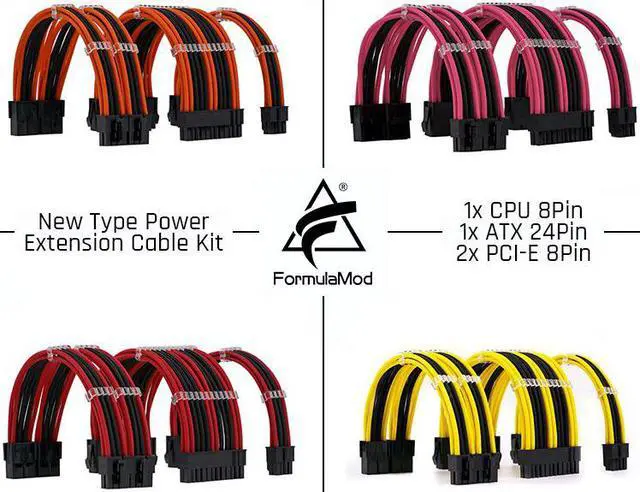 Alt view image 3 of 5 - Fm-NCK1 Power Extension Cable Kit Combination Color 18AWG ATX24Pin+PCI-E8Pin+CPU8Pin For PSU To Motherboard/GPU