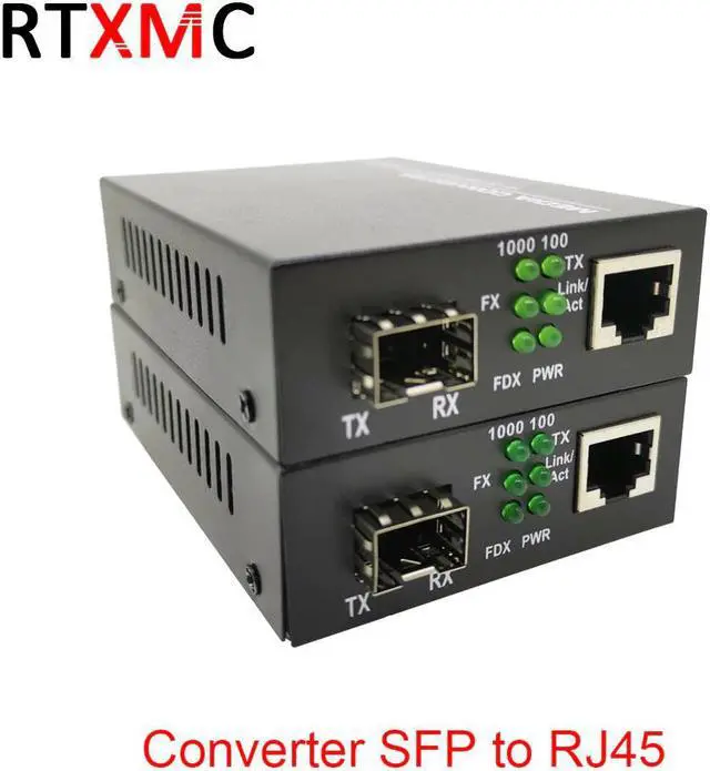 Alt view image 2 of 5 - 2pcs 1.25G SFP Fiber Port Media Converter to RJ45 Gigabit Media Converter 10/100/1000M Ethernet Transceiver fiber optical switch