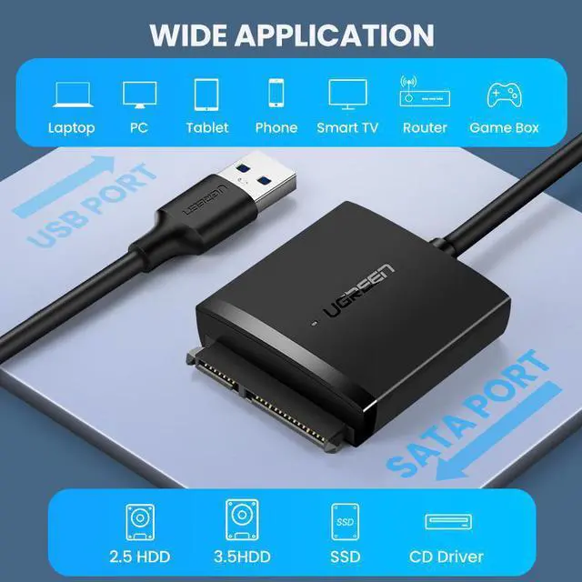 Alt view image 4 of 5 - SATA USB Adapter USB 3.0 2.0 to Sata 3 Cable Converter Cabo For 2.5 3.5 HDD SSD Hard Disk Drive Sata to USB Adapter