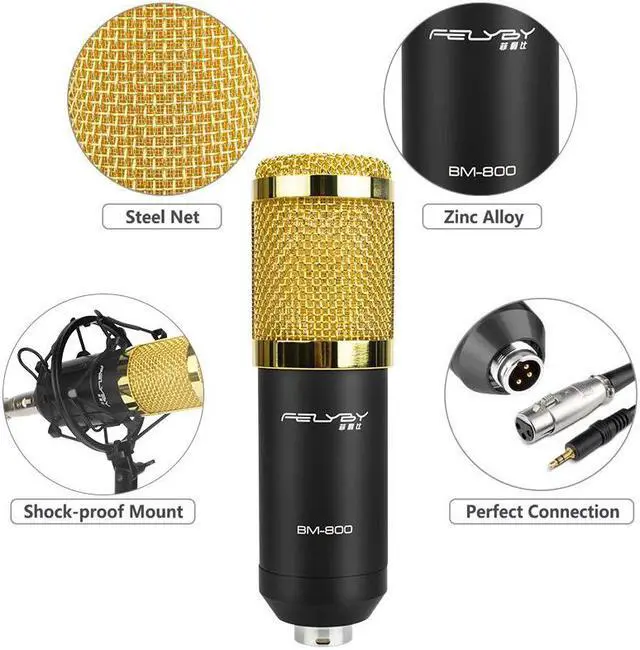 Alt view image 5 of 5 - HOT! BM 800 Professional Condenser Microphone for Computer Audio Studio Vocal Rrecording Mic Phantom Power Sound card